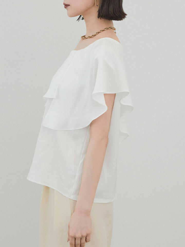 [予約]ワンショルラッフルブラウス/オフ