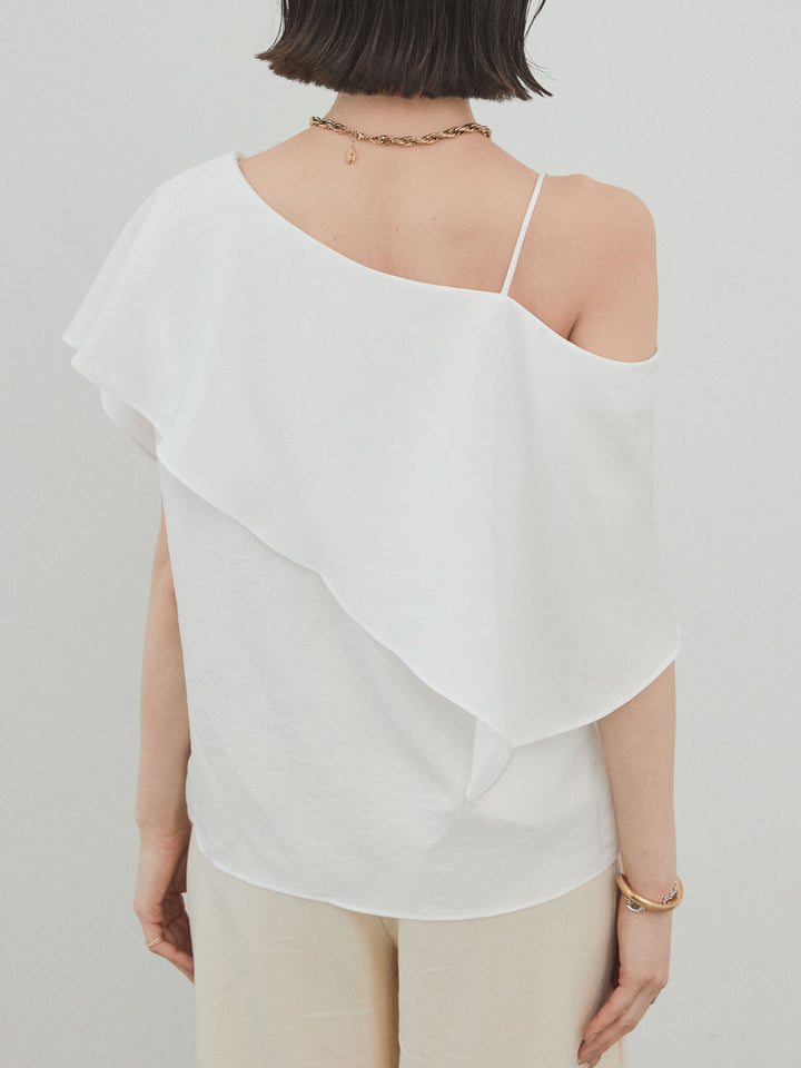 [予約]ワンショルラッフルブラウス/オフ