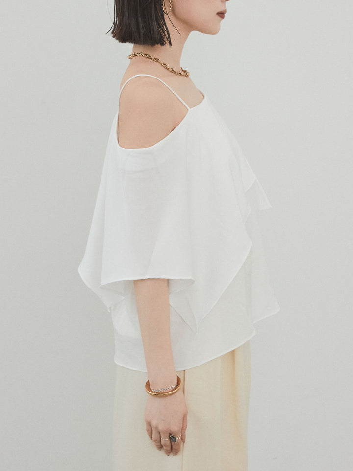 [予約]ワンショルラッフルブラウス/オフ