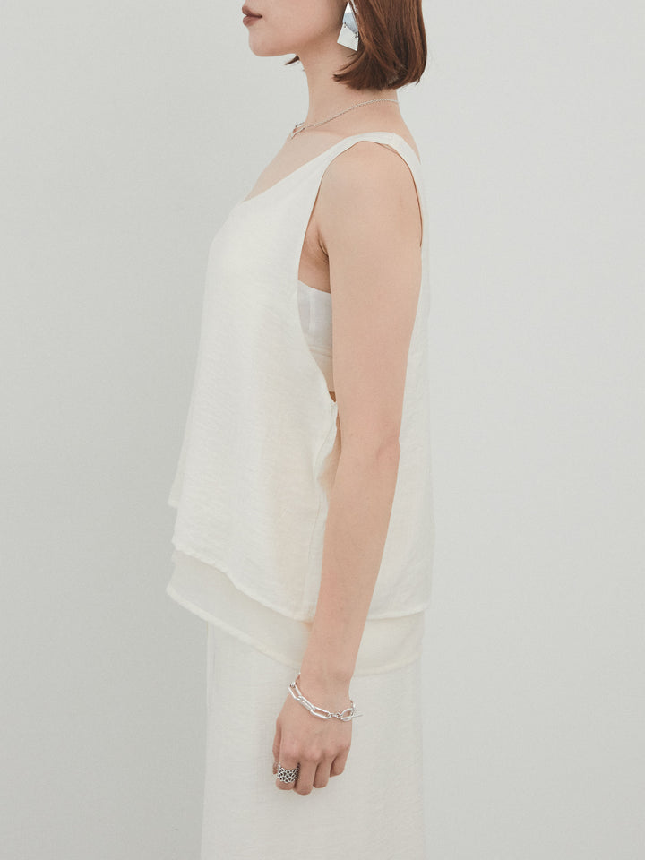 [予約]ワッシャーサテンシアーレイヤードタンクトップ/アイボリー