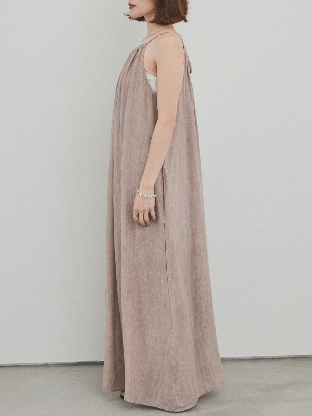 【預購】不規則染色吊帶洋裝/粉紅色