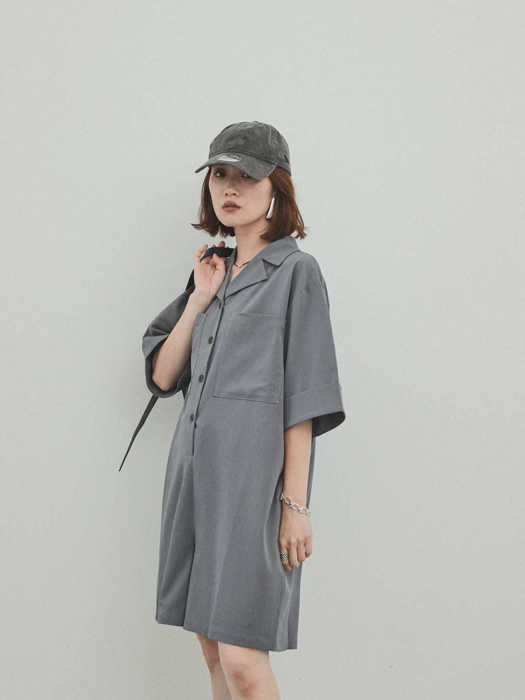 [SET]クレープシフォンシャツロンパース+クレープシフォンシャツロンパース(2set)