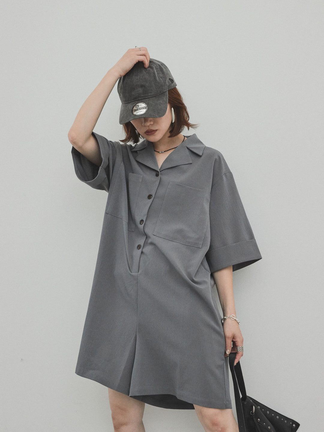 [SET]クレープシフォンシャツロンパース+クレープシフォンシャツロンパース(2set)