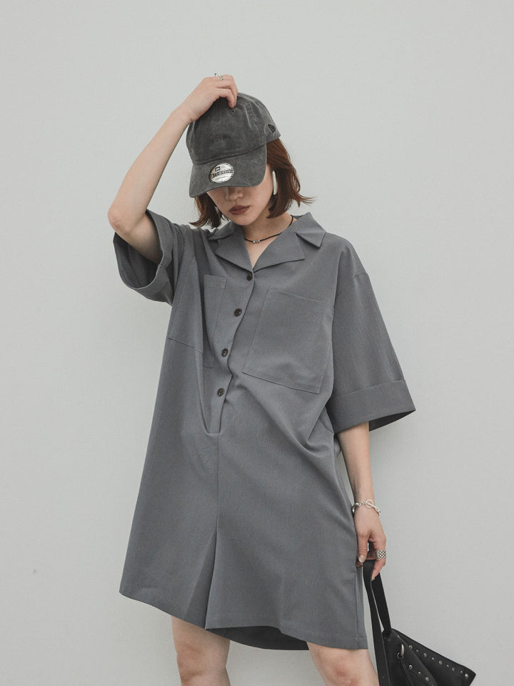 [SET]クレープシフォンシャツロンパース+クレープシフォンシャツロンパース(2set)