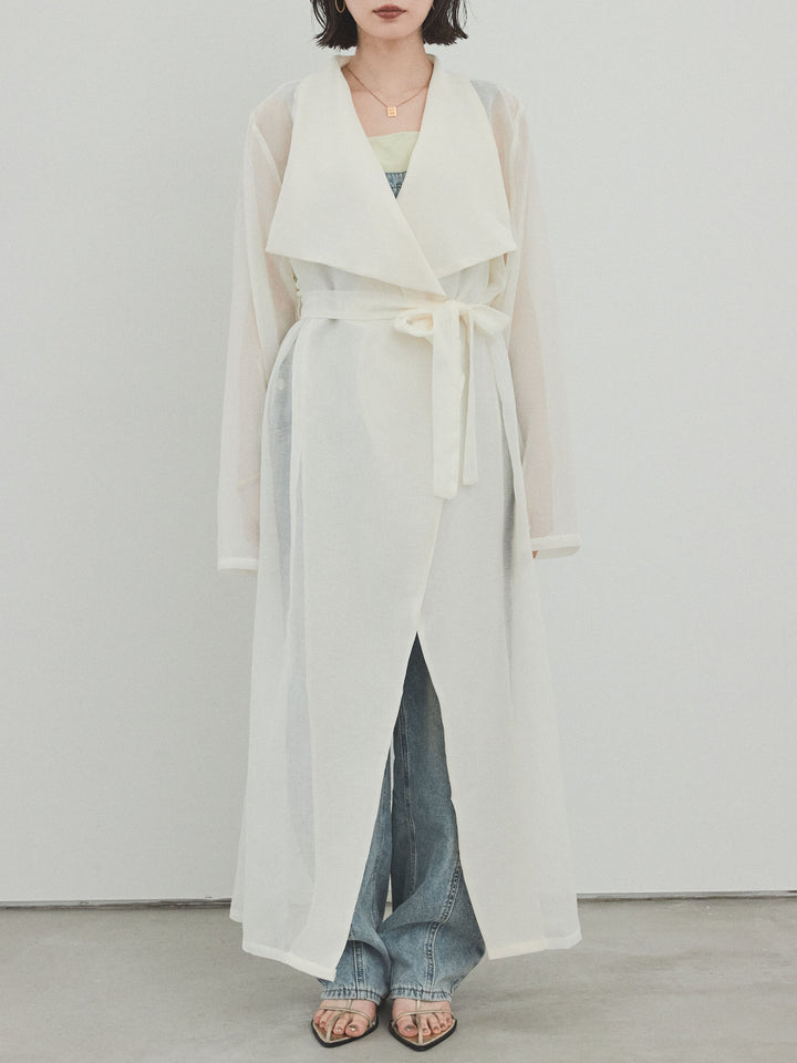 [予約]シアーロングジャケット/アイボリー
