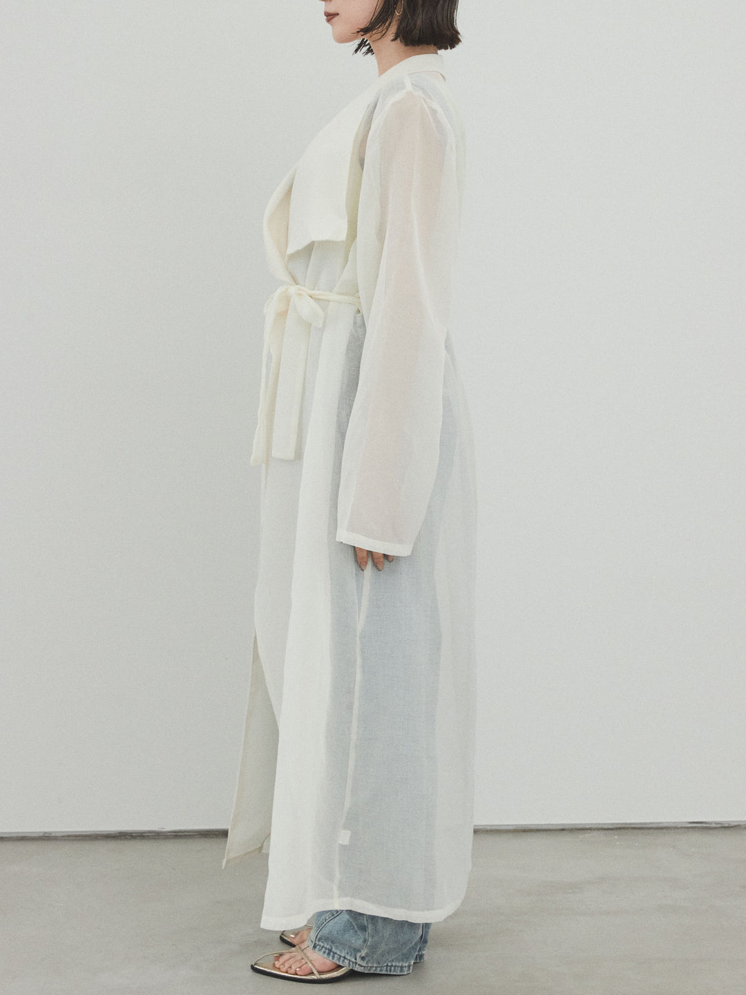 [予約]シアーロングジャケット/アイボリー