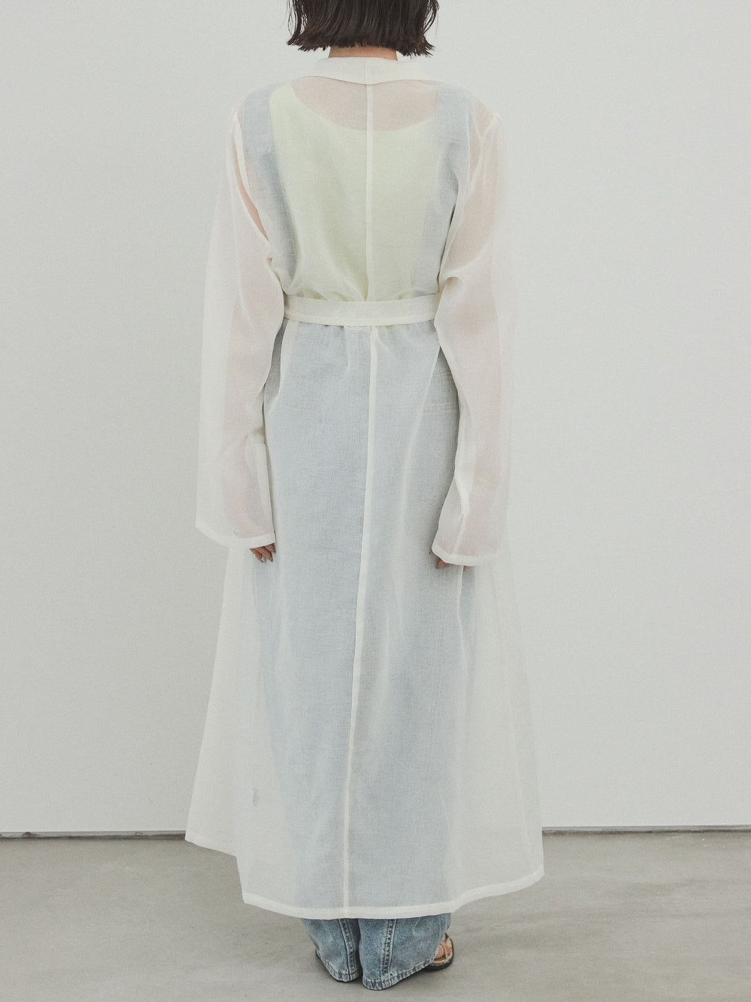 [予約]シアーロングジャケット/アイボリー