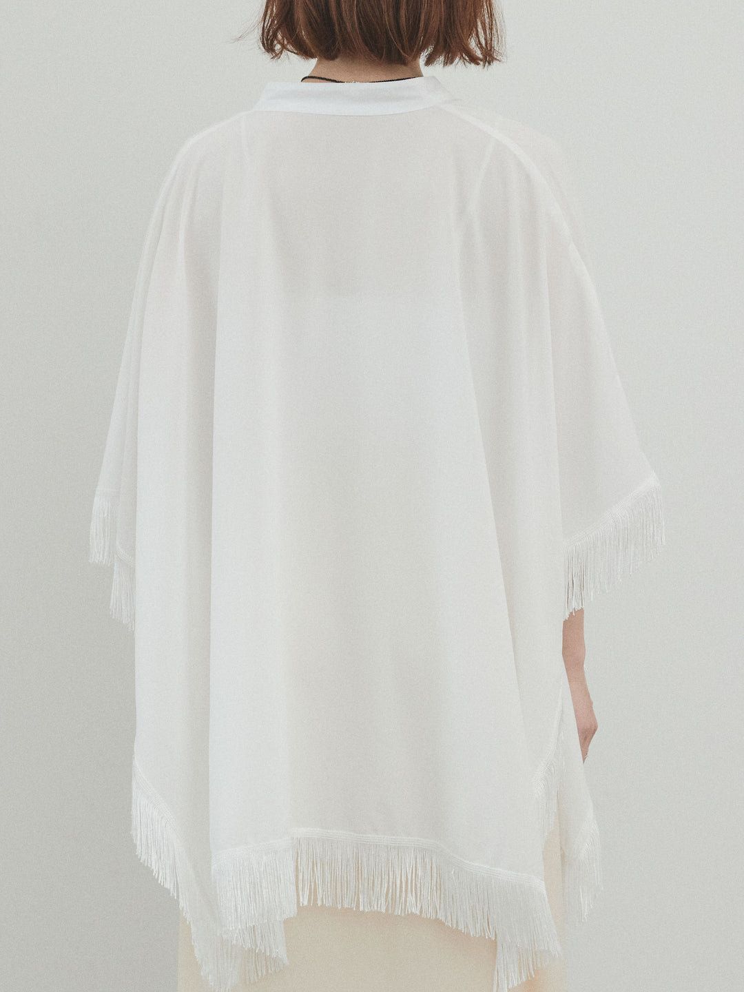 [予約]スクエアフリンジポンチョブラウス/オフ