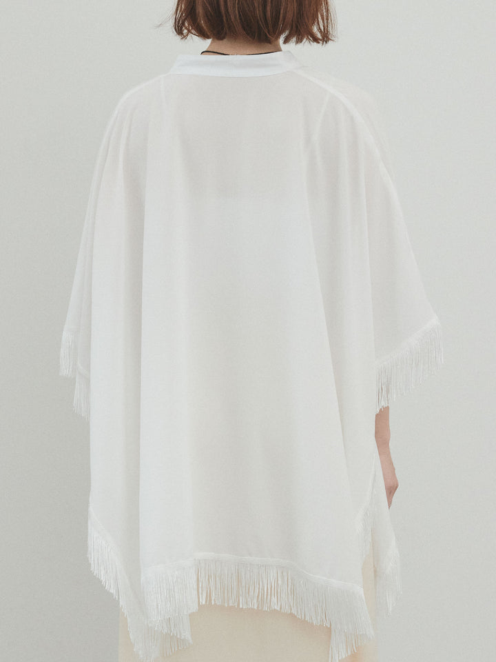 [予約]スクエアフリンジポンチョブラウス/オフ