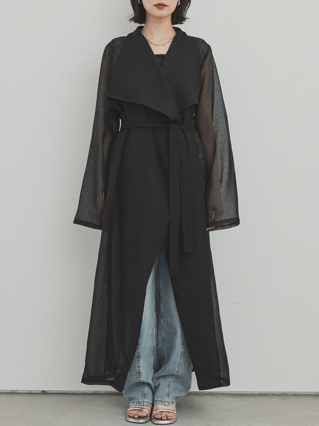 [予約]シアーロングジャケット/ブラック