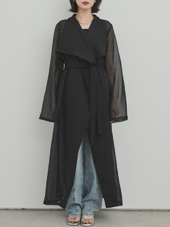[予約]シアーロングジャケット/ブラック