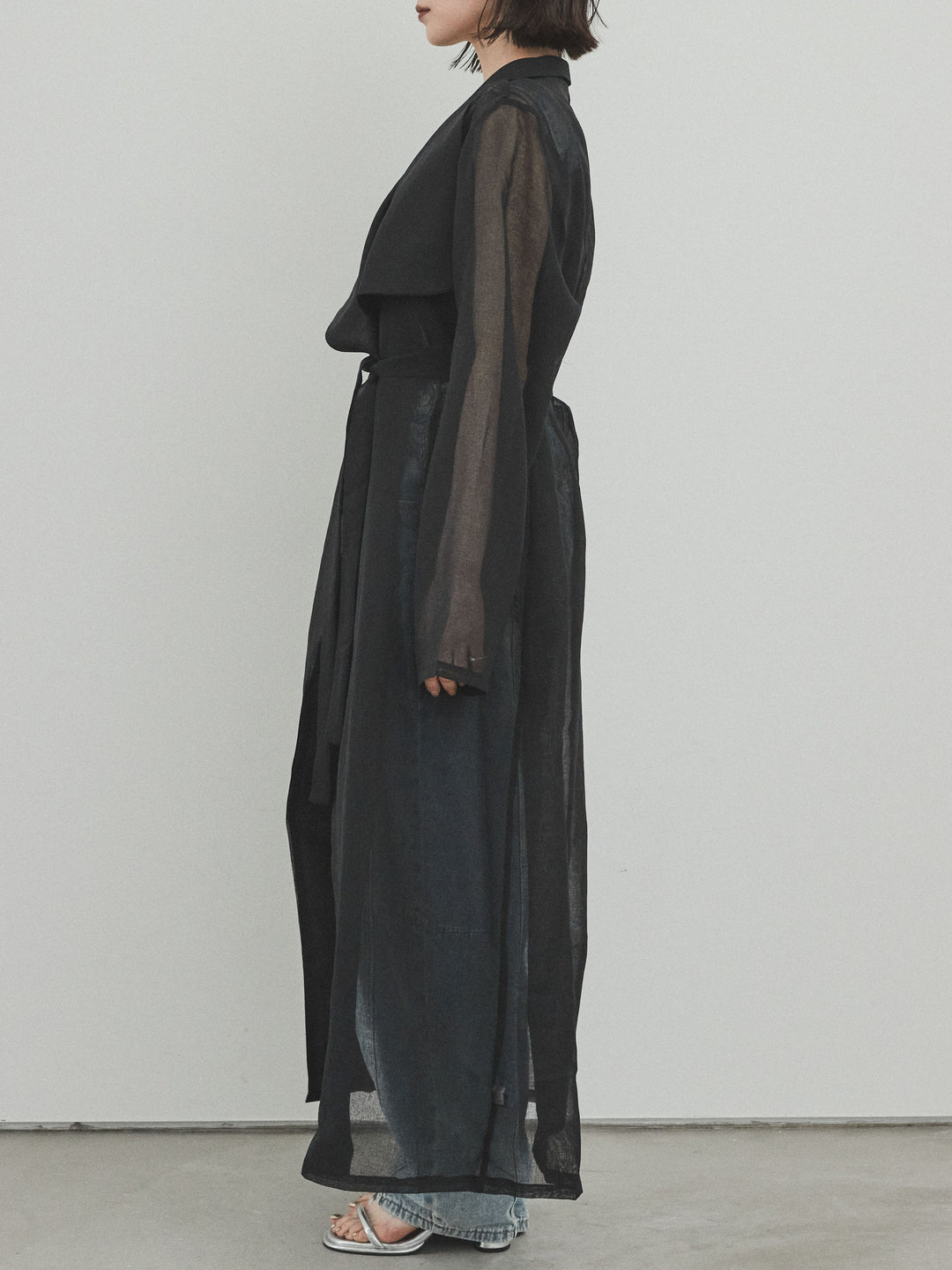 [予約]シアーロングジャケット/ブラック