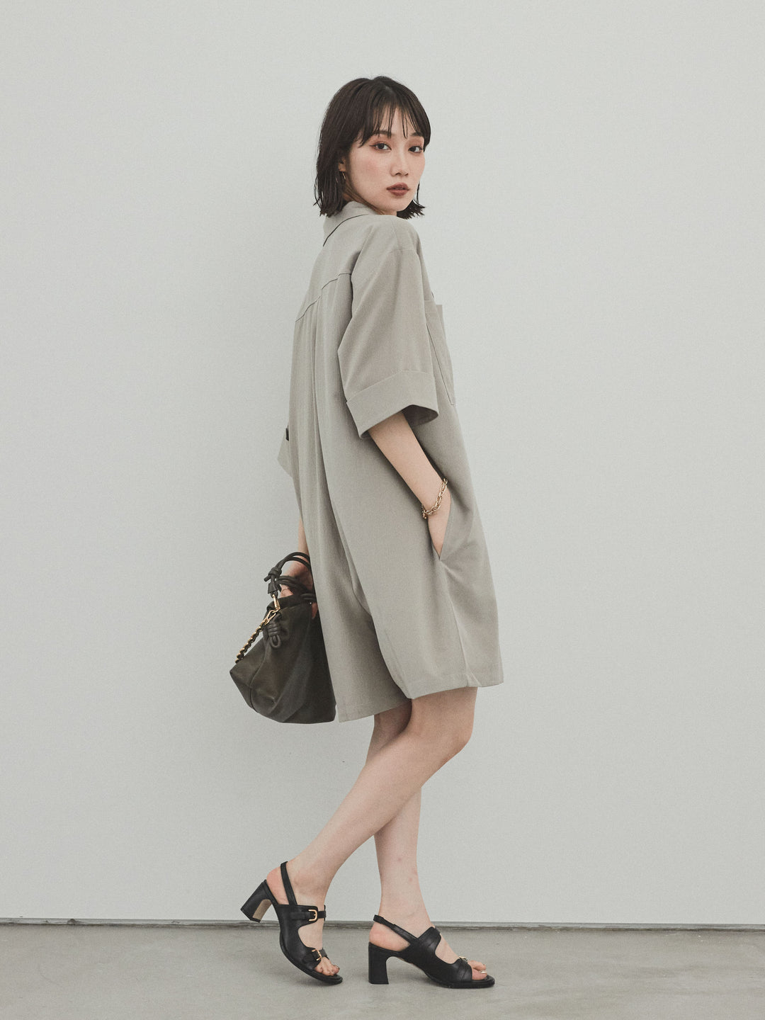 [SET]クレープシフォンシャツロンパース+クレープシフォンシャツロンパース(2set)