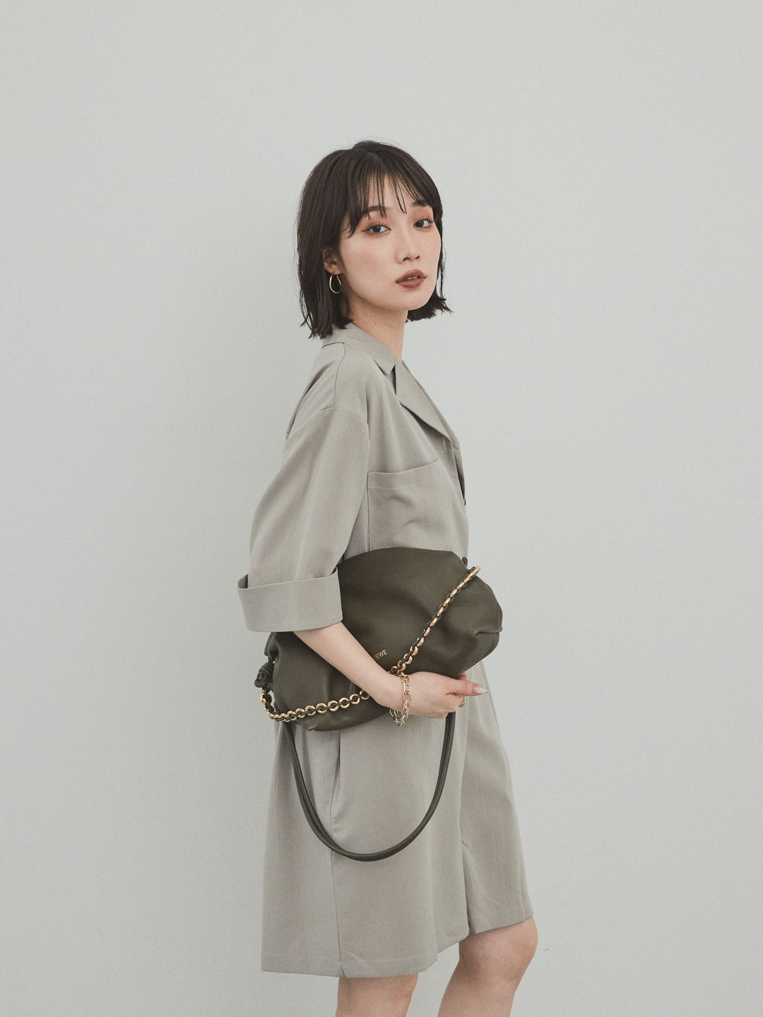 [SET]クレープシフォンシャツロンパース+クレープシフォンシャツロンパース(2set)