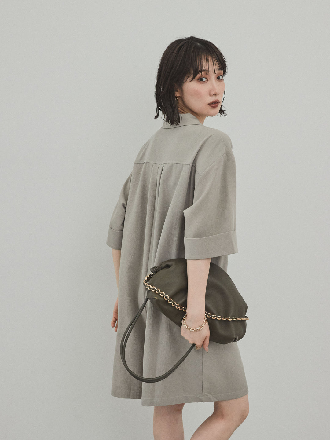 [SET]クレープシフォンシャツロンパース+クレープシフォンシャツロンパース(2set)