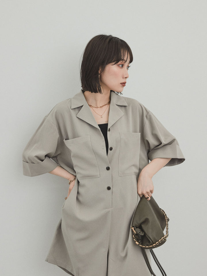 [SET]クレープシフォンシャツロンパース+クレープシフォンシャツロンパース(2set)