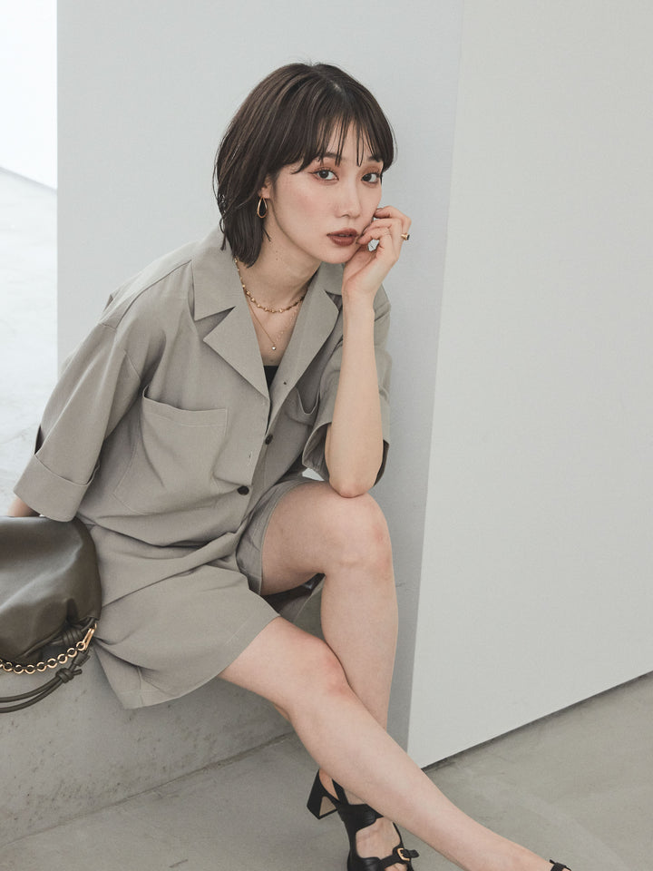 [SET]クレープシフォンシャツロンパース+クレープシフォンシャツロンパース(2set)