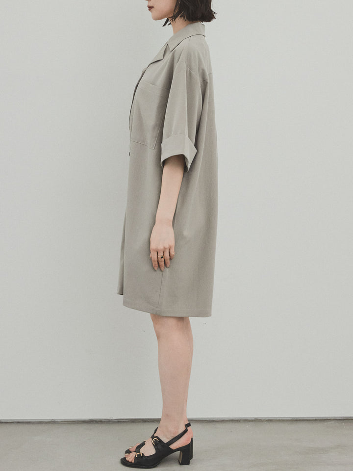 [補貨] [預訂] 縐雪紡襯衫連身衣/灰米色