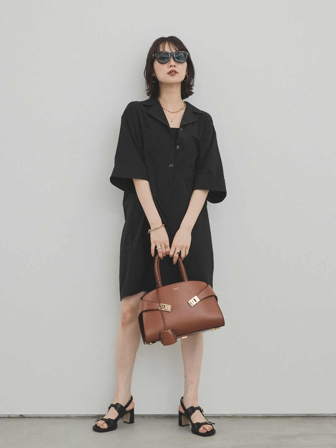 [SET]クレープシフォンシャツロンパース+クレープシフォンシャツロンパース(2set)