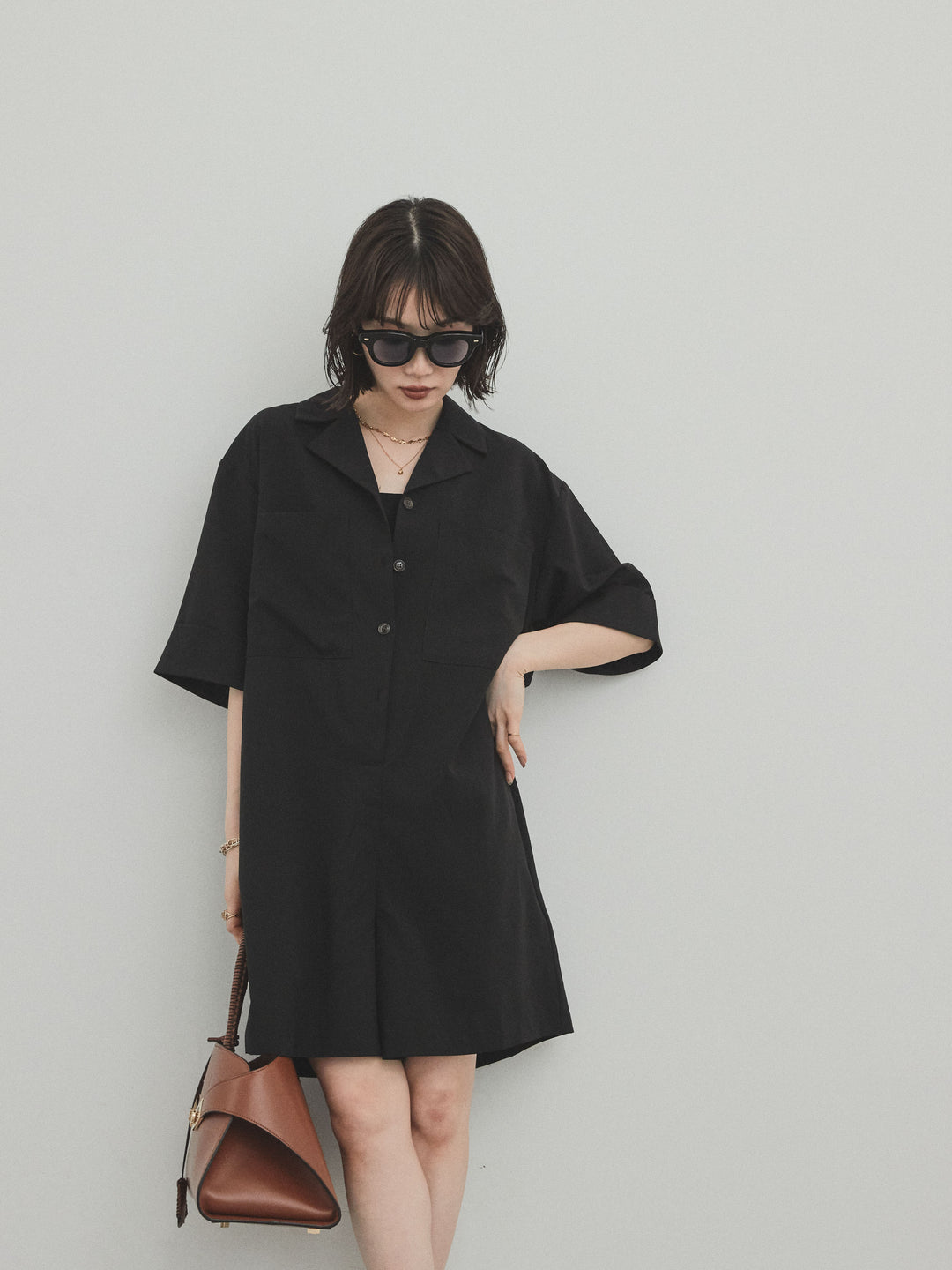 [SET]クレープシフォンシャツロンパース+クレープシフォンシャツロンパース(2set)