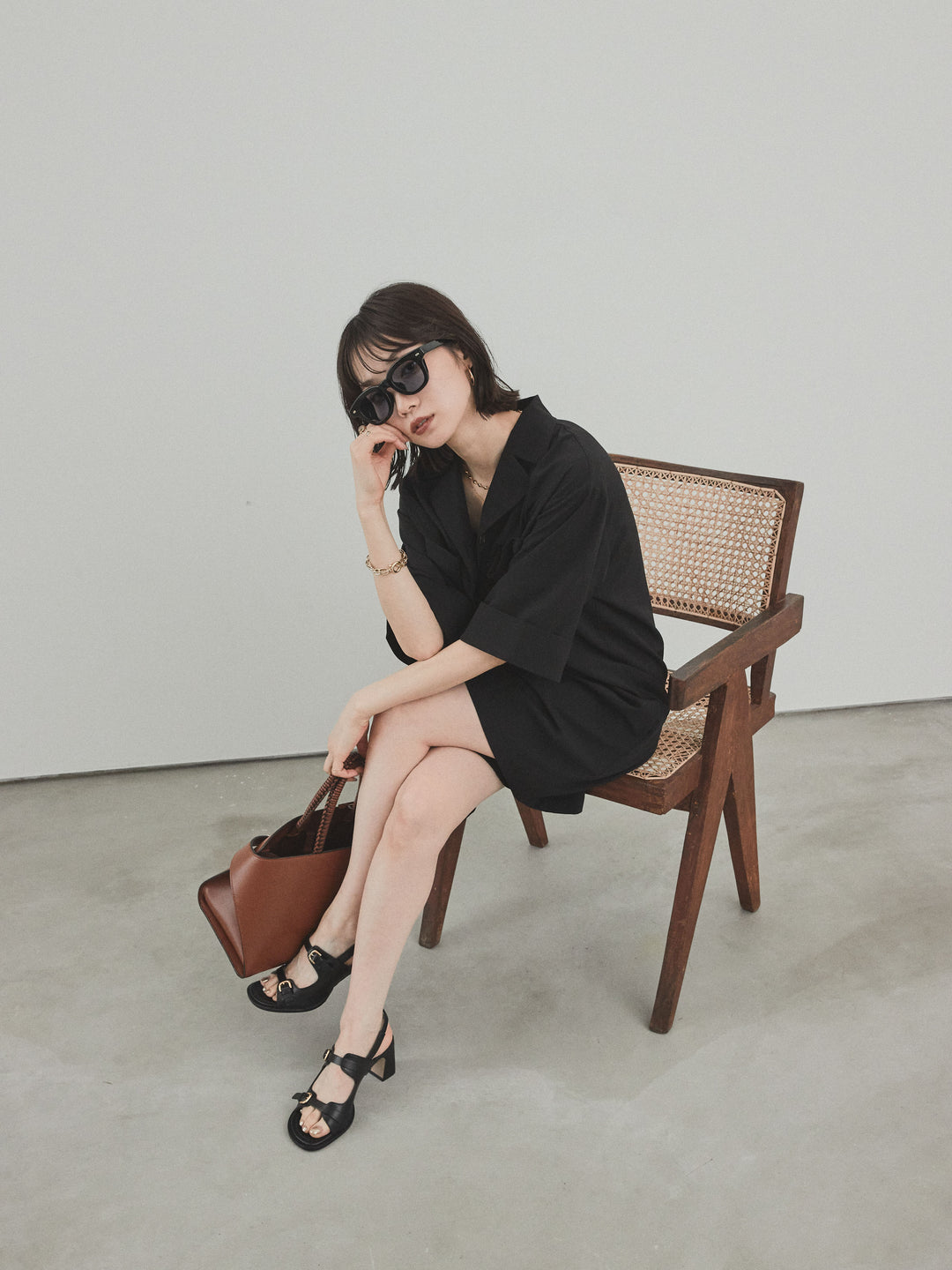 [SET]クレープシフォンシャツロンパース+クレープシフォンシャツロンパース(2set)