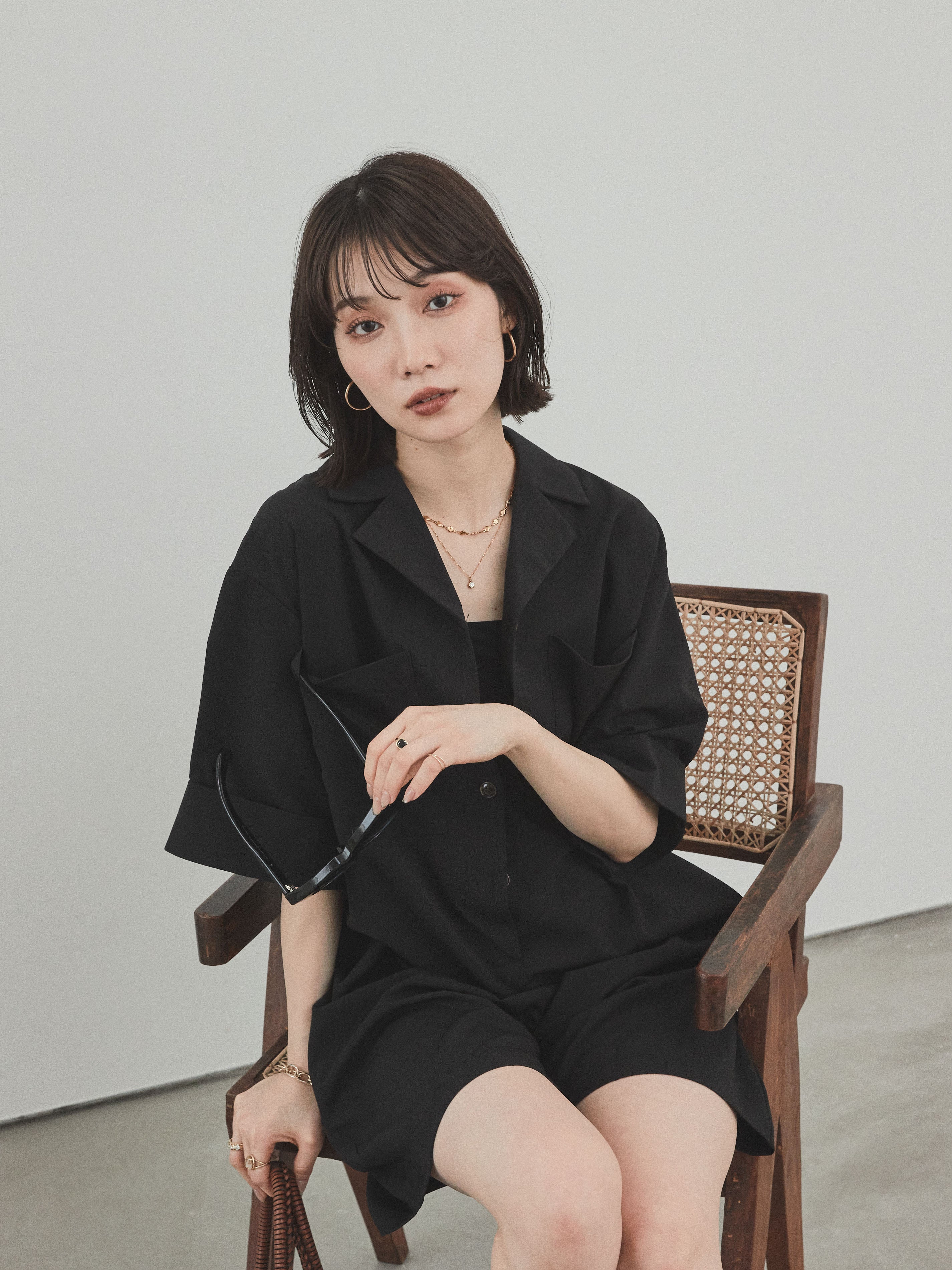 SET]クレープシフォンシャツロンパース+クレープシフォンシャツ