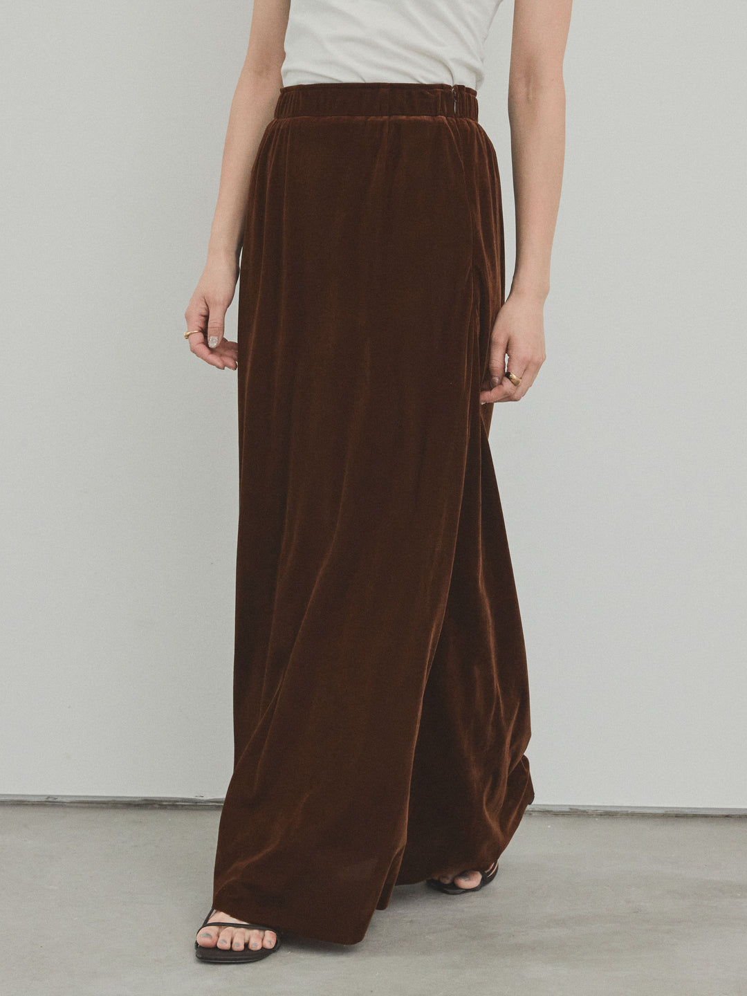 [予約]ベロアナロースカート/モカブラウン