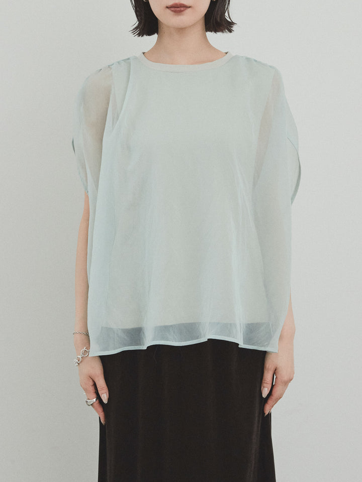 [予約]コンパクトスムースシアーレイヤードトップス/ミント