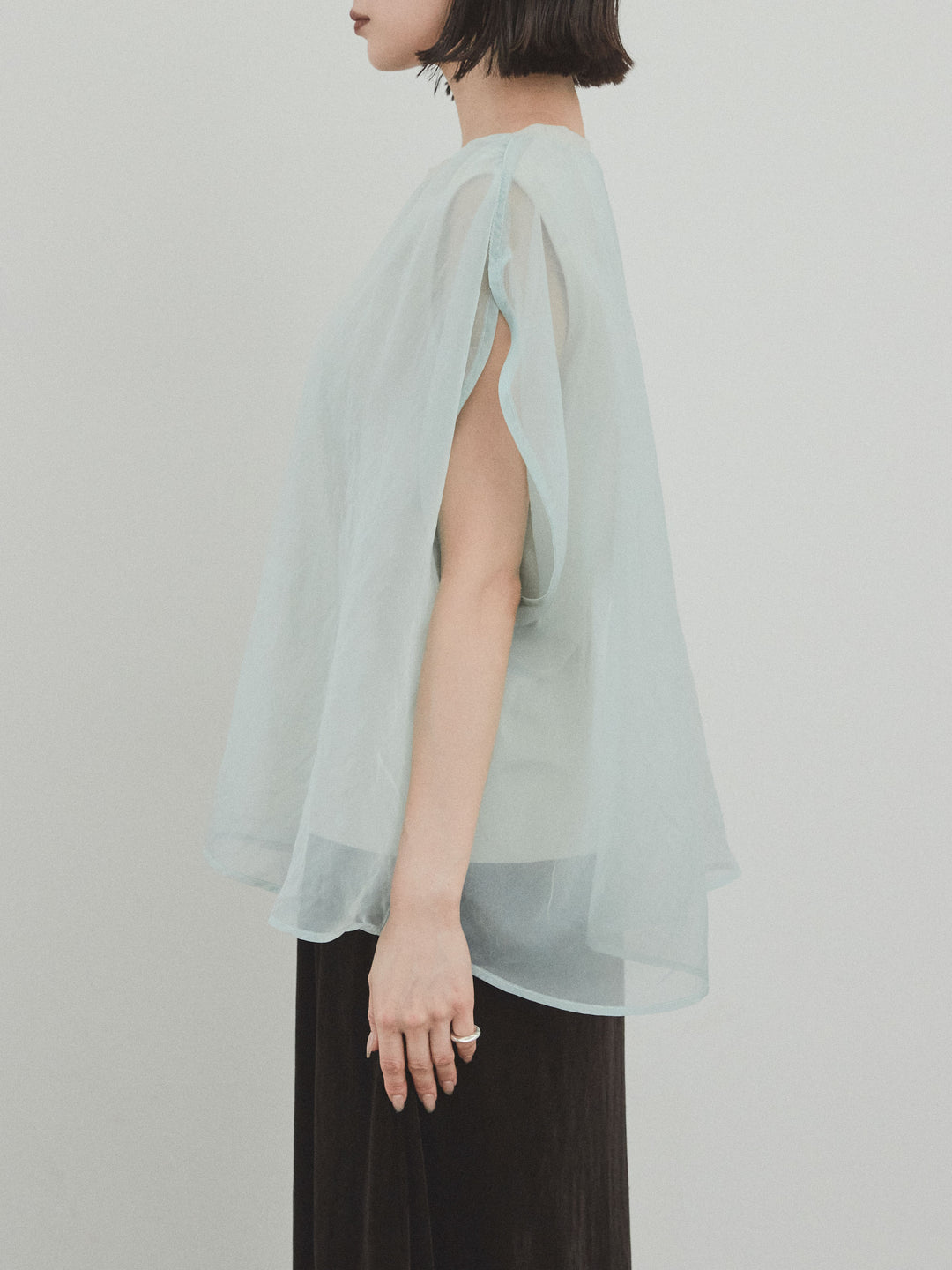 [予約]コンパクトスムースシアーレイヤードトップス/ミント