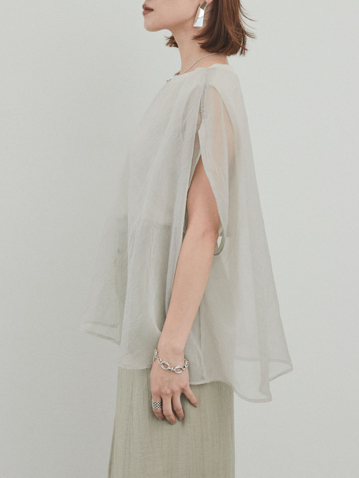 [予約]コンパクトスムースシアーレイヤードトップス/グレージュ