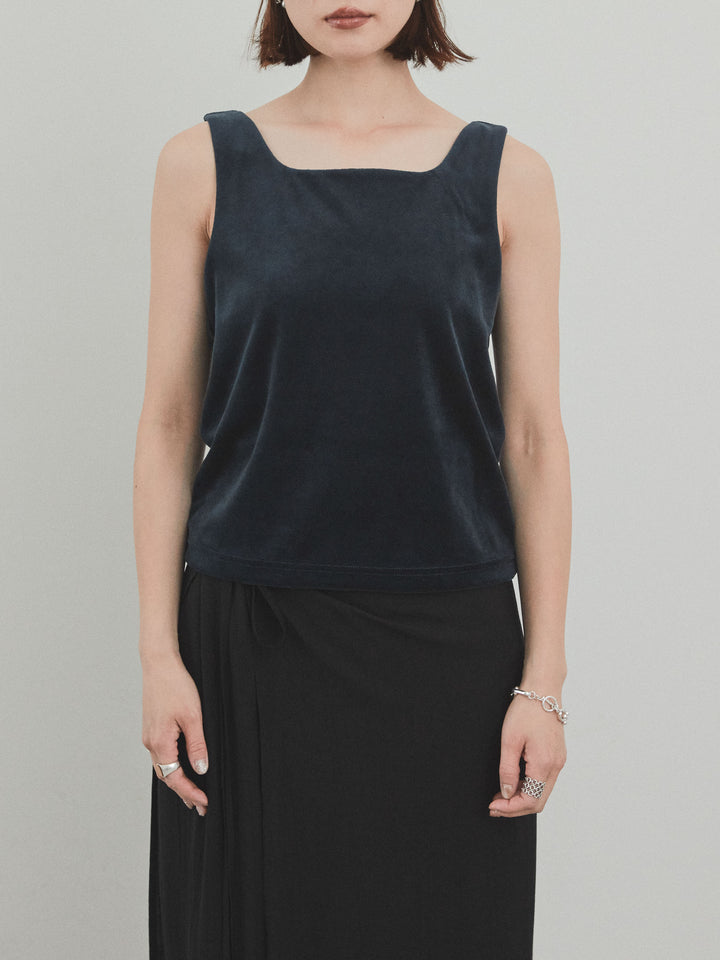 [予約]スクエアベロアタンクトップ/ネイビー