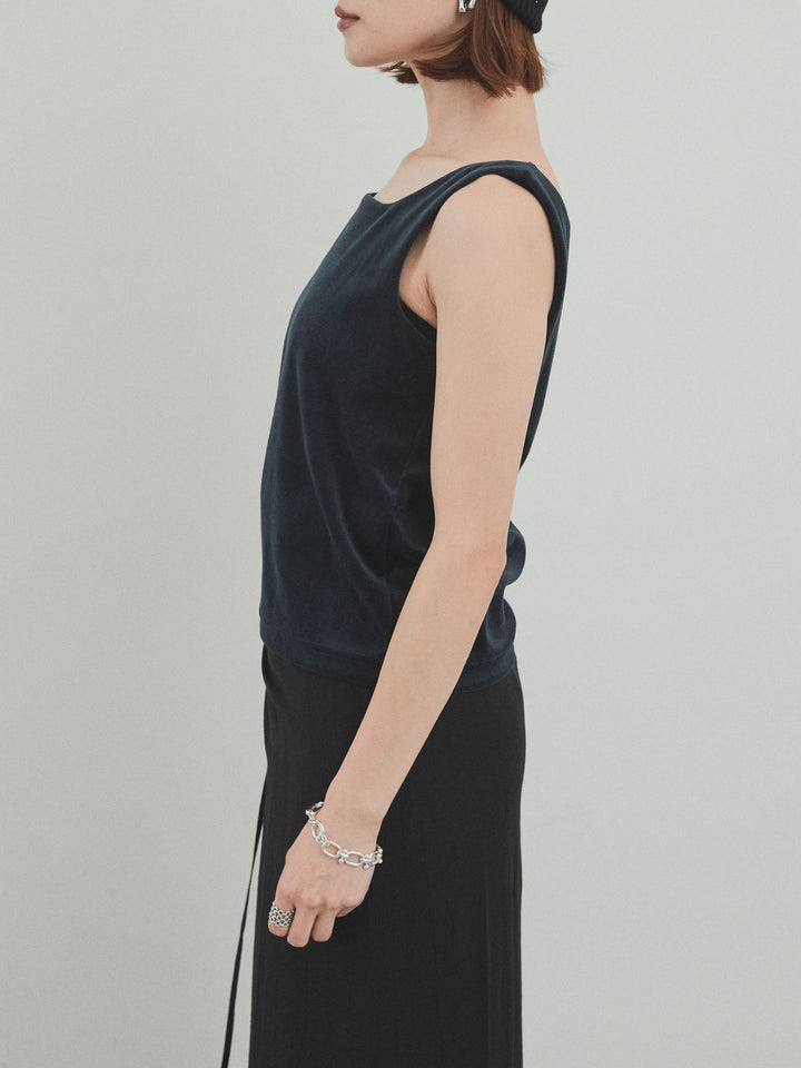 [予約]スクエアベロアタンクトップ/ネイビー