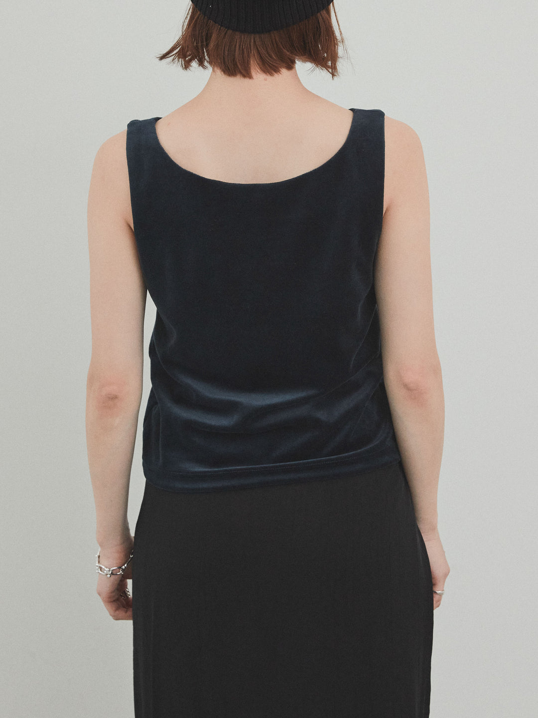 [予約]スクエアベロアタンクトップ/ネイビー