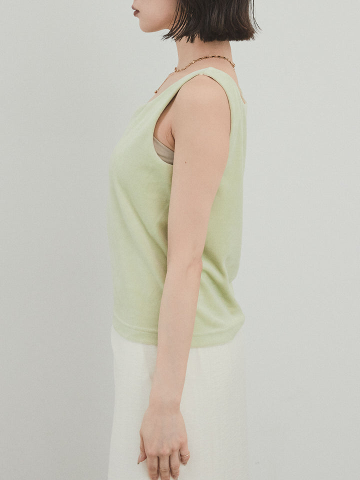 [預購] 方形天鵝絨背心/青檸色