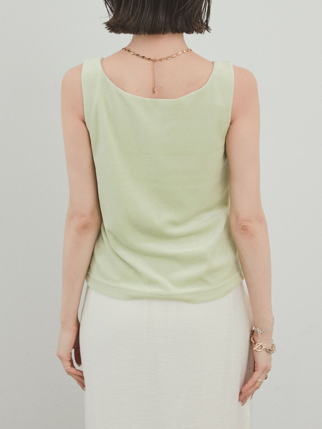 [預購] 方形天鵝絨背心/青檸色