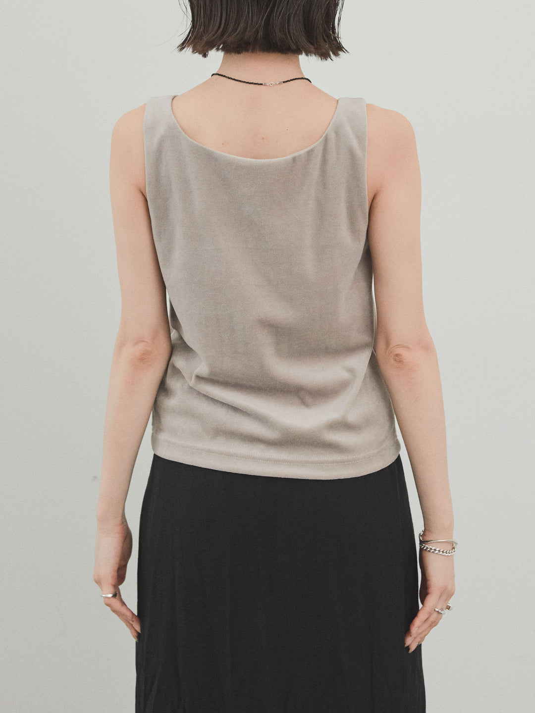 [預購] 方形天鵝絨背心/米白色