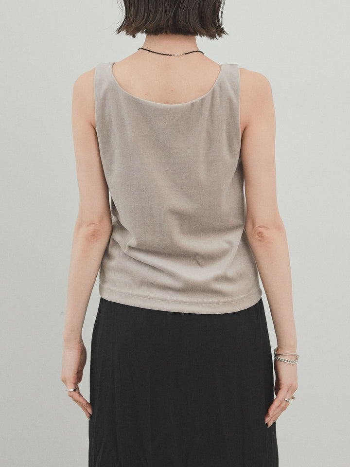 [預購] 方形天鵝絨背心/米白色