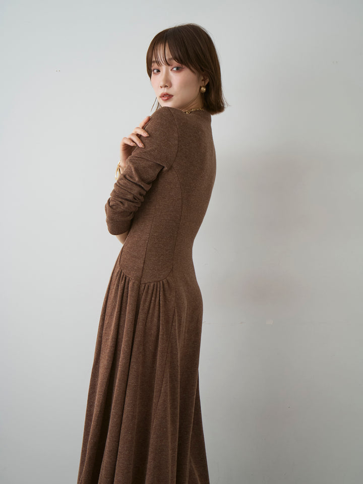 [SET]モックネックドレープニットソーワンピース+モックネックドレープニットソーワンピース(2set)