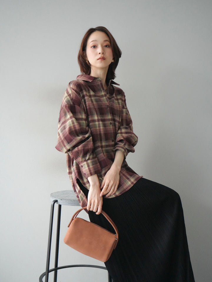[予約]マルチウェイチェックシャツ/bordeauxbeige