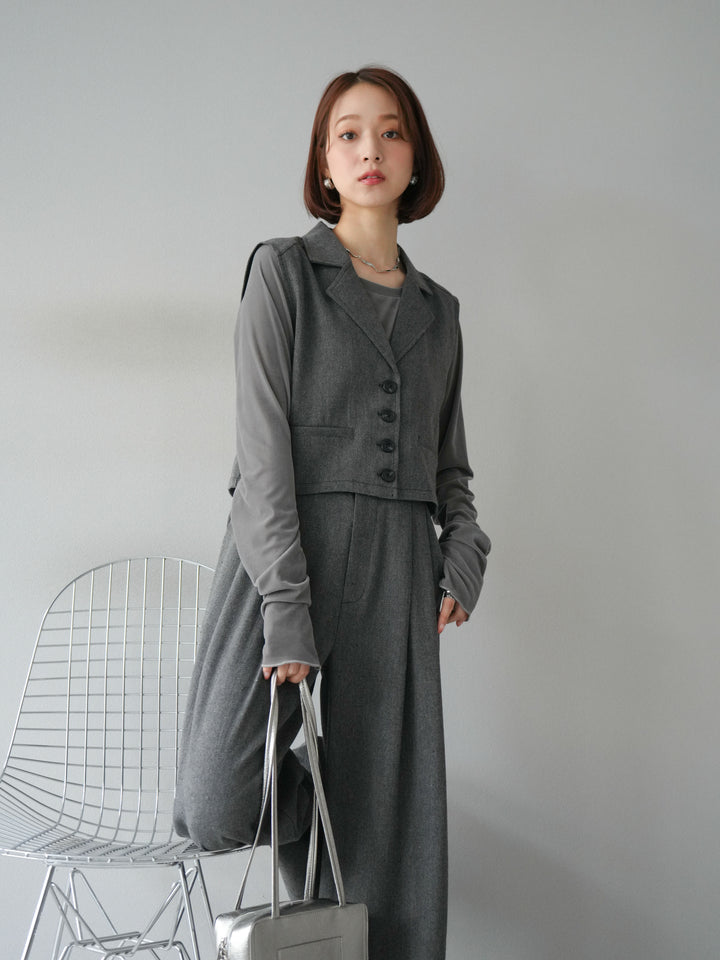 [予約]ツイードタッチテーラードジレ/ダークグレー