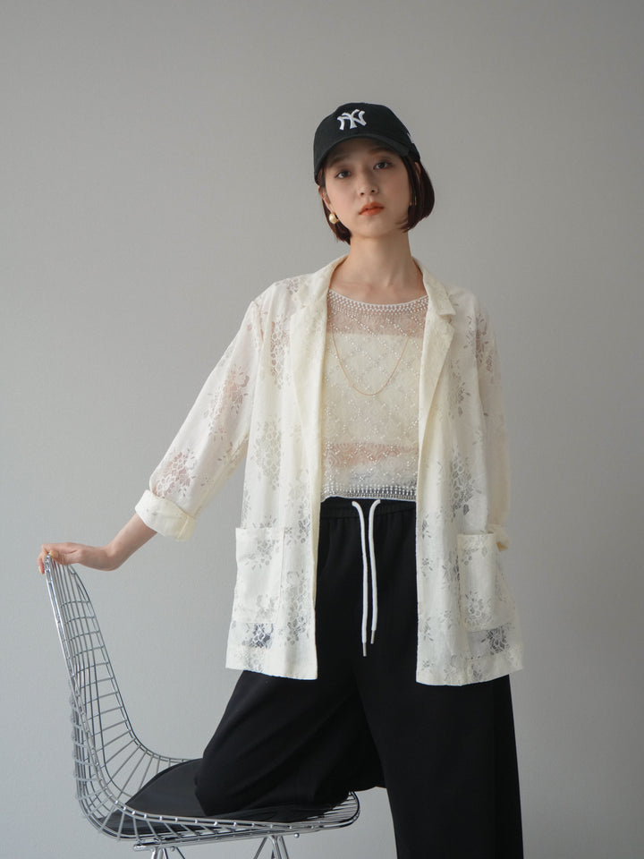 [予約]レーステーラードジャケット/アイボリー