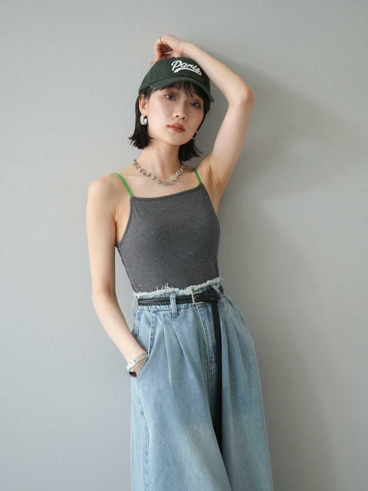 [予約]バイカラーストラップカップ付キャミソール/グレー