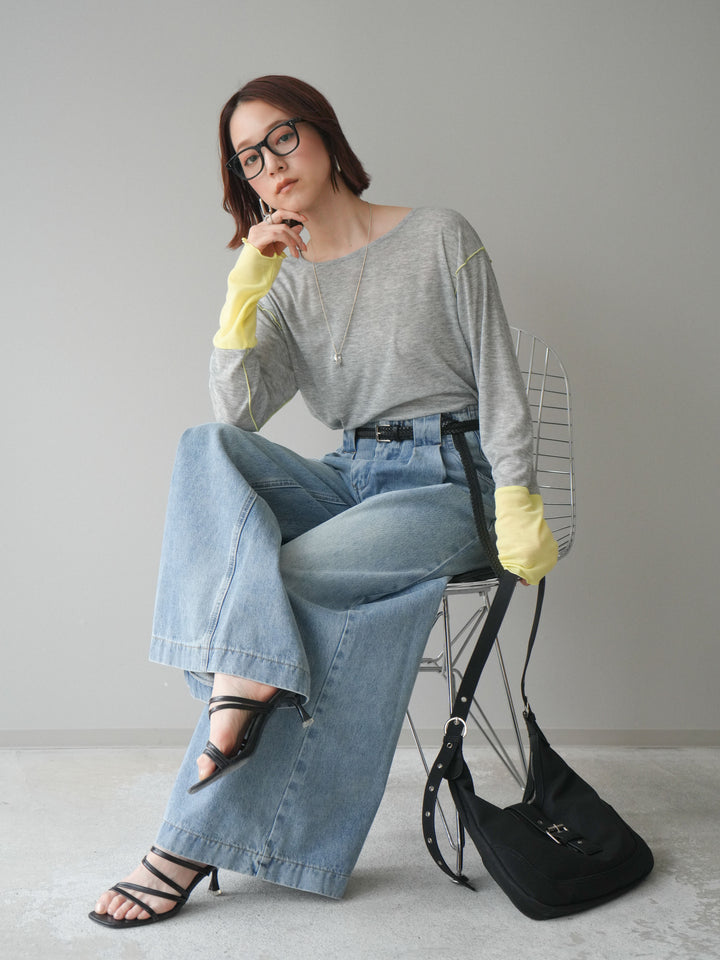 [SET]配色メロウトップス+配色メロウトップス(2set)