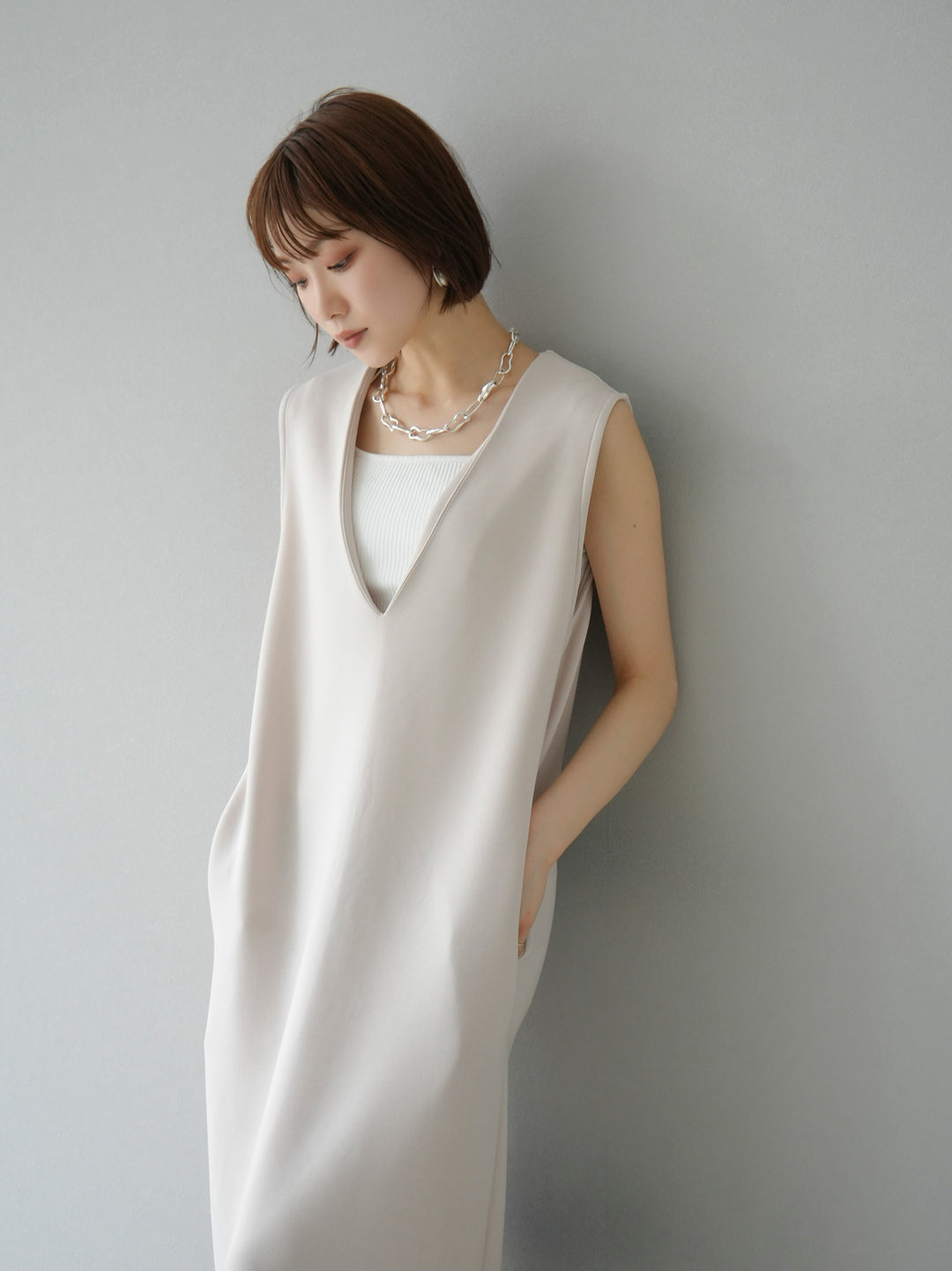 [SET] Light Ponte French Sleeve Top Ensemble Dress + Selectable Accessory Set (2 sets)