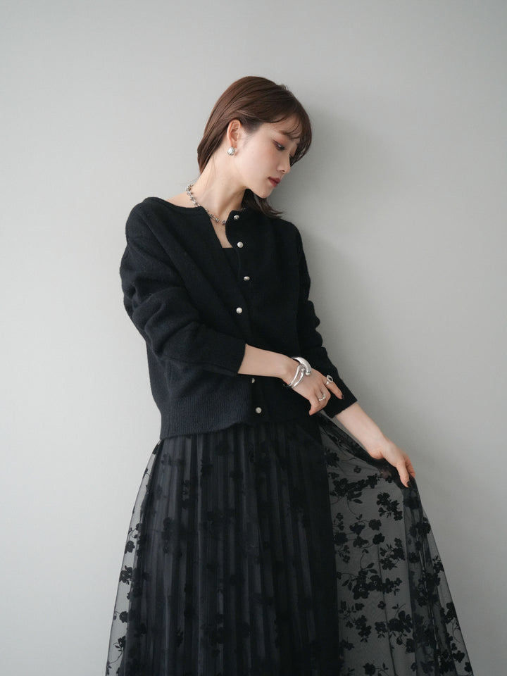 [予約]アンティークボタンニットカーディガン/black