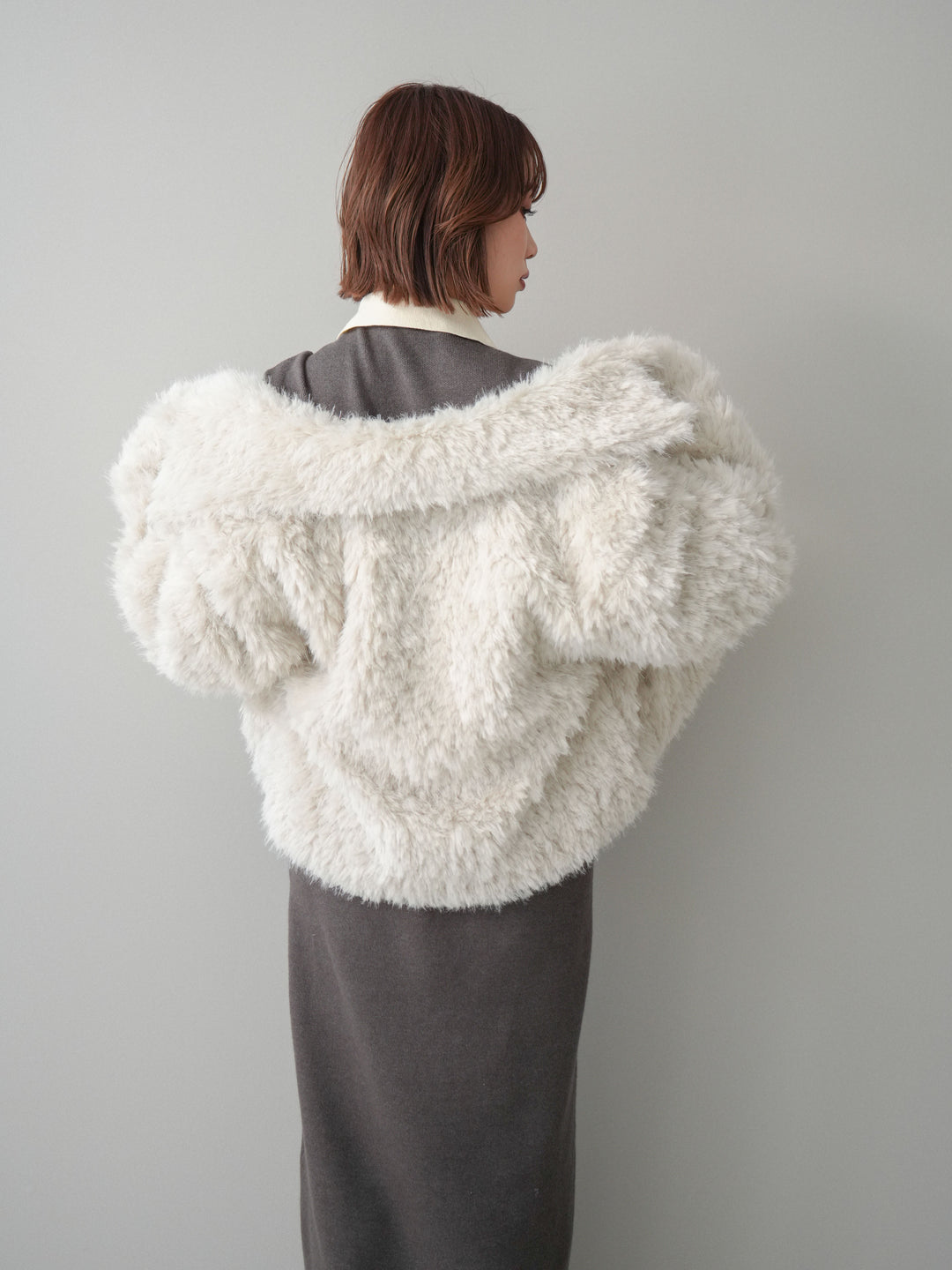 [予約]配色ポロニットワンピース/charcoal