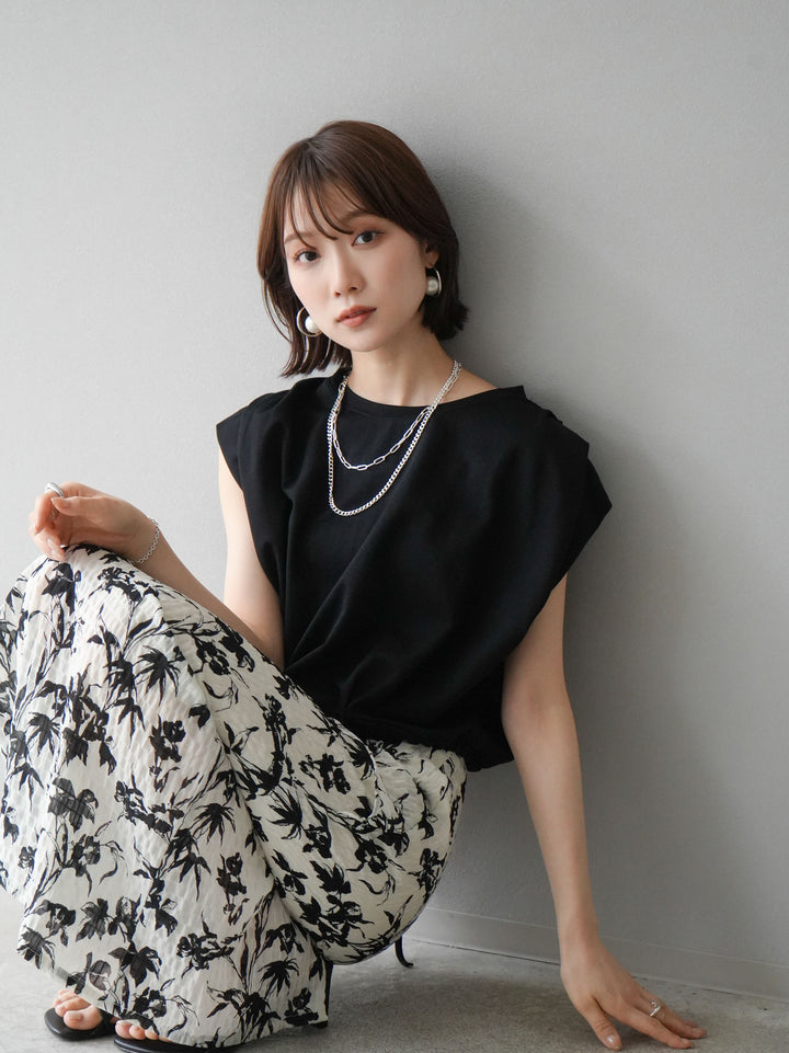 [Pre-order] Washer waist design flower pattern skirt/off-white