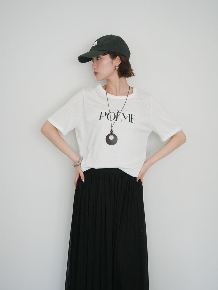 [予約]サークルネックレス付ロゴTシャツ/white