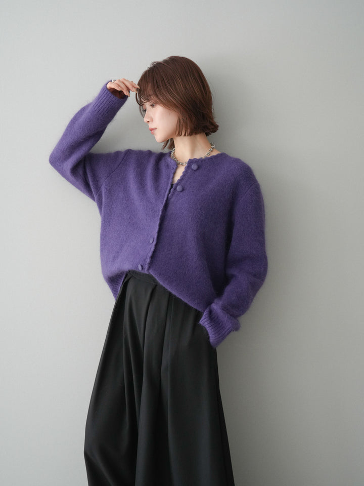 [SET]くるみボタンニットカーディガン+テープベルトタックバギーパンツ(2set)