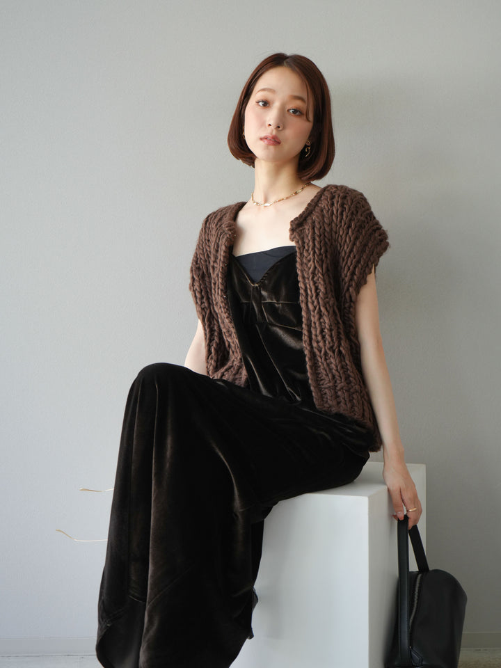 [予約]ハンドニットローピングベスト/ブラウン